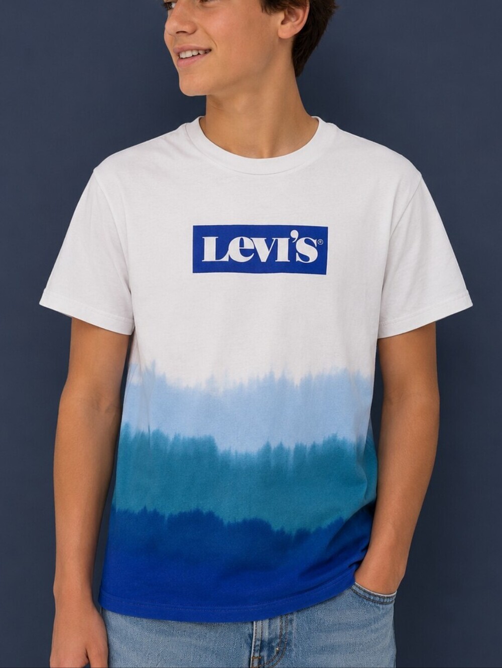 LEVI'S Ombre Blue Logo Short Sleeve T-shirt